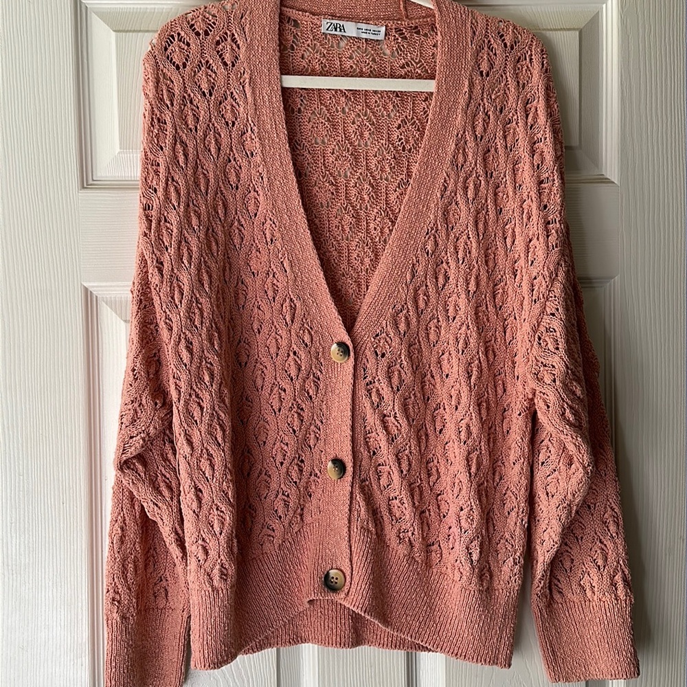 Zara blush pink knit cardigan S